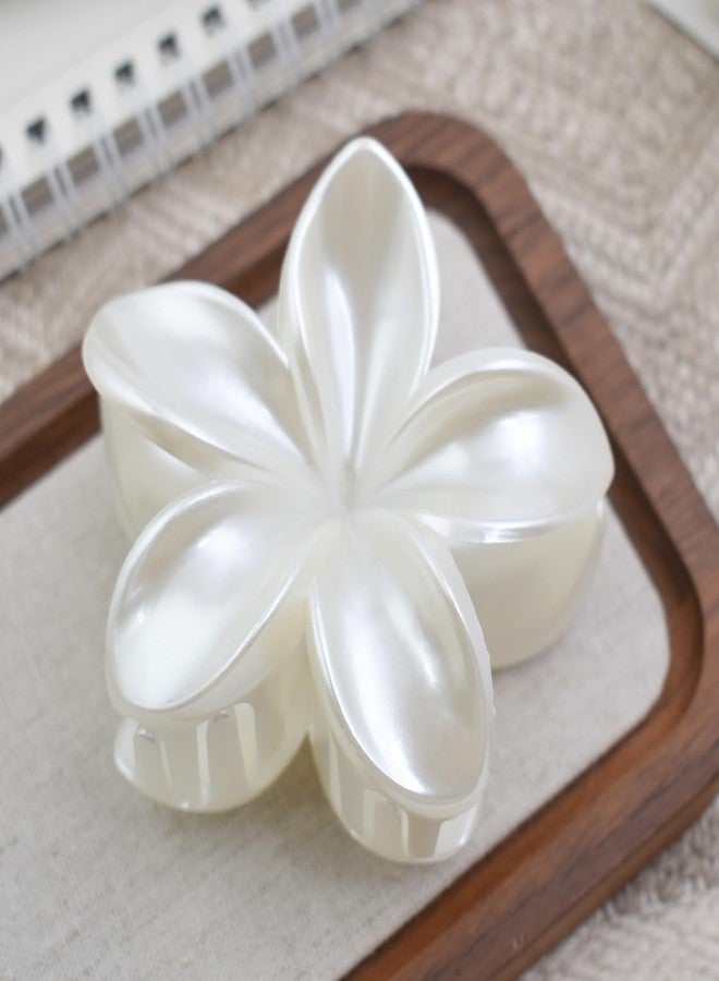 Ynxee Pearl White Plumeria Flower Hair Claws Non Slip 3.1" Hair Clips Women Girls Hair Accessories - Image 2
